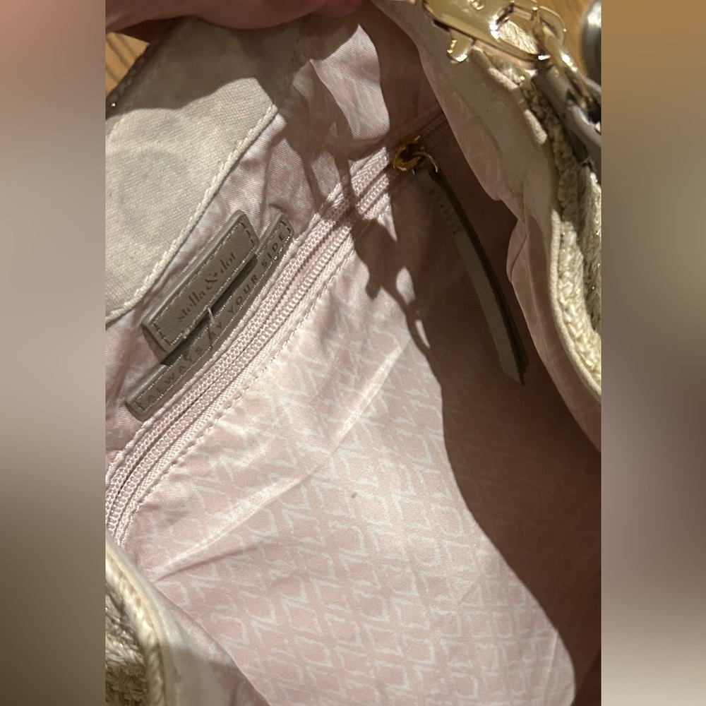 Stella And Dot Ellie Hobo Bag Retired Metallic/Straw Crossbody 2 Way Strap - Picture 5 of 12